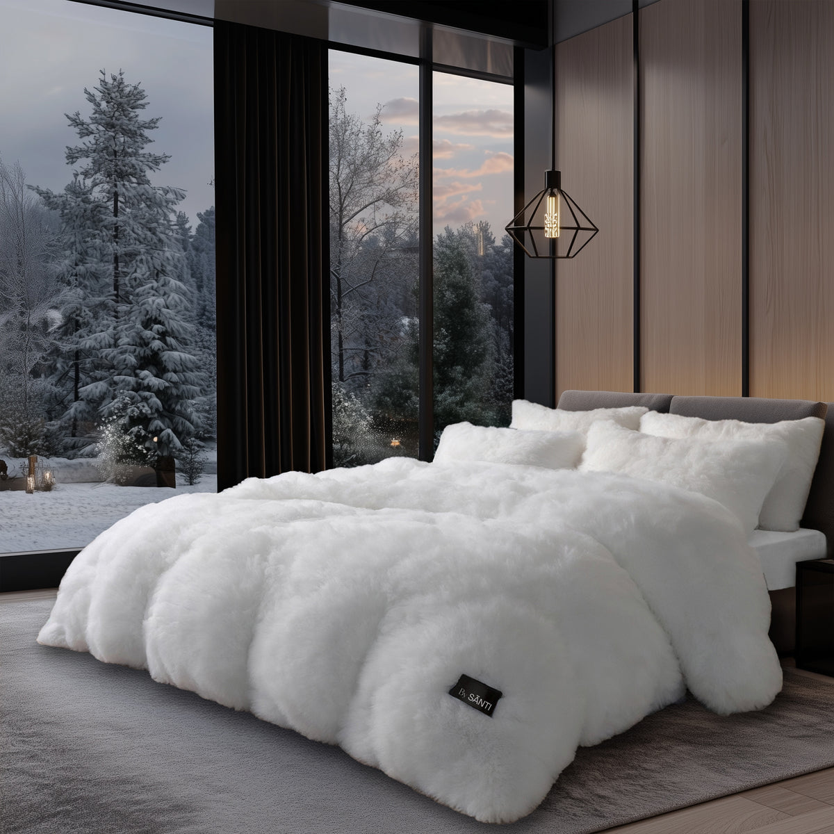 Modern aesthetic bedroom featuring CYRA velvet bedding